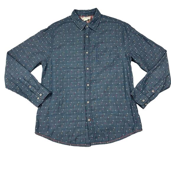 Carbon2Cobalt Size M Mens Blue Multicolor Speck Long Sleeve Button Down Shirt - Picture 1 of 7